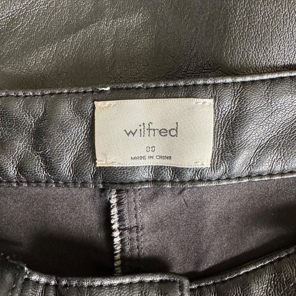 Aritzia Wilfred Faux Leather Pants Straight Leg Black Color Sz 00 - Picture 5 of 7